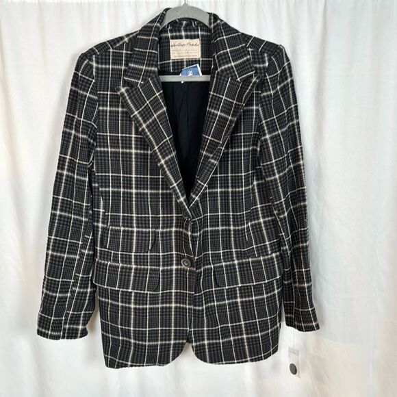 Free People Jackets & Blazers - NWT Free People Lined Black Plaid Blazer Size Small